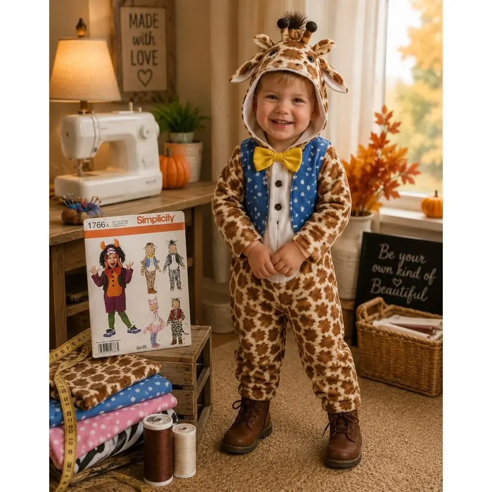 Simplicity 1766 Toddler Costume Pattern Animal Owl Giraffe Zebra Monster